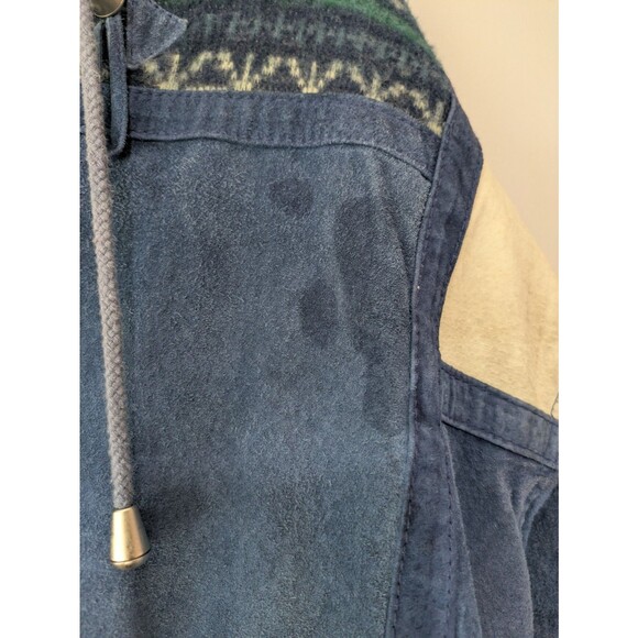 BB DAKOTA Leather Jacket RARE, Blue, White patchwork, southwest, fleece lined, L - Picture 4 of 10